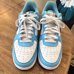 Nike Air Force 1 Low Blue White Sneakers Leather Solid Rubber Athletic Shoes